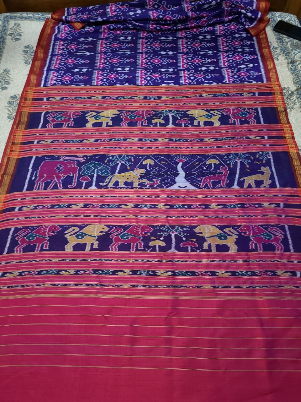 Traditional Ikat Saree Detail View
